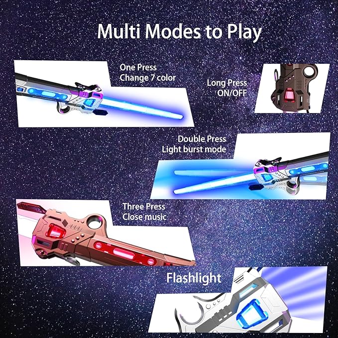 Lightsaber RGB 7 Colors with 3 Modes FX Sound,  Birthday Gifts or Holiday Present for Children